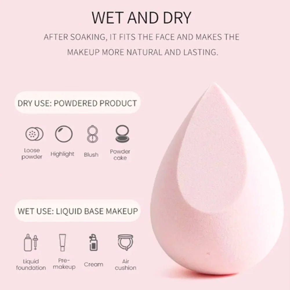 🆕️LAST 1🩷BABY POWDER PINK MAKEUP SPONGE SET OF 8 W/PLASTIC PROTECTIVE CASE